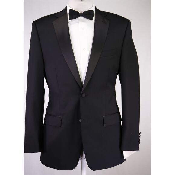 Calvin Klein Black Formal Tuxedo Blazer Jacket Wool 38R - Picture 2 of 9